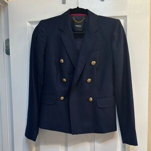Theory Dark Blue Blazer with Gold Accents